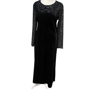 Vintage Diane Von Furstenberg Womens Velvet Burnout Dress Size M Black Cocktail